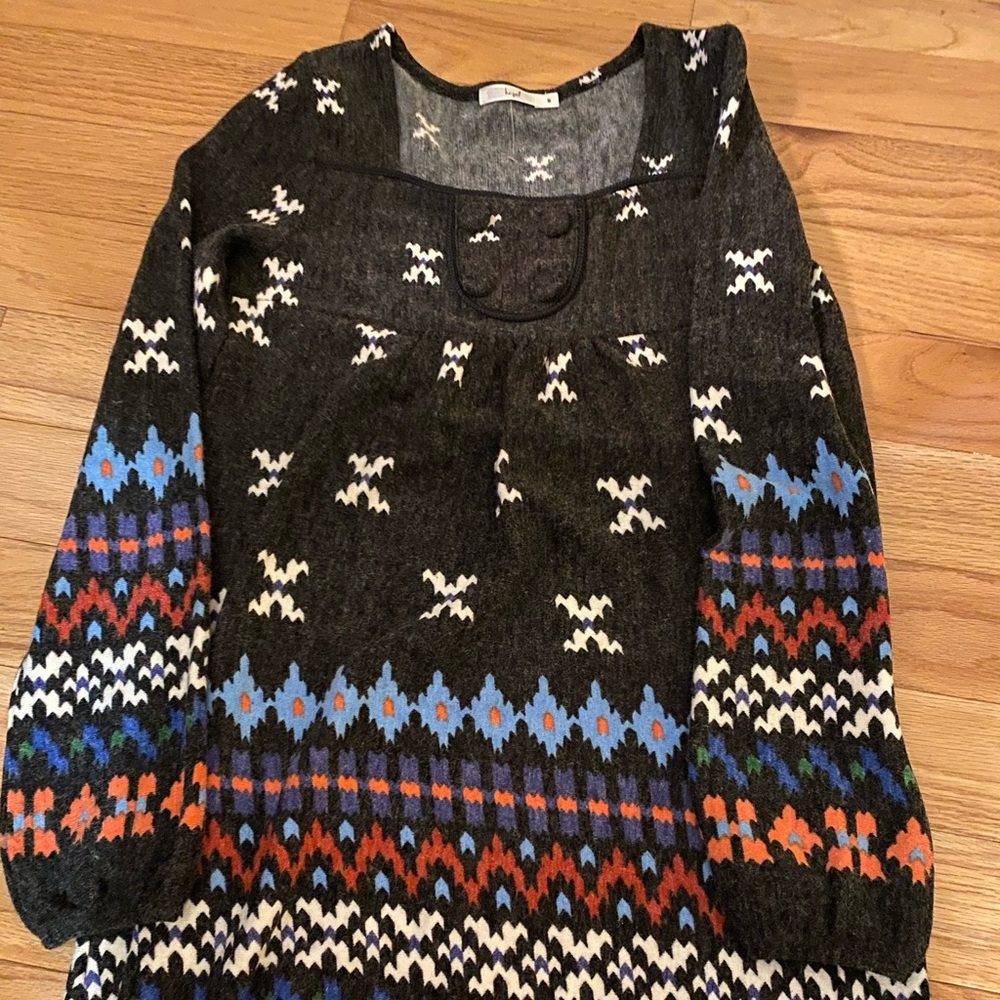 Patterned Knit Sweater Dress